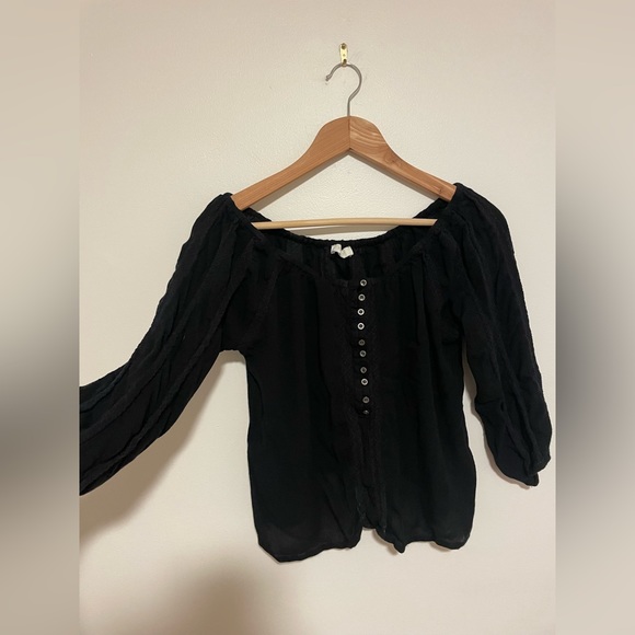 Forever 21 Peasant Black Blouse- light and flowy! - Picture 1 of 5
